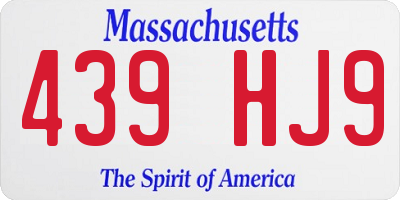 MA license plate 439HJ9