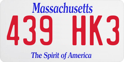 MA license plate 439HK3