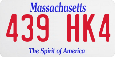 MA license plate 439HK4
