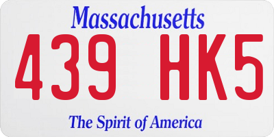 MA license plate 439HK5