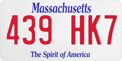 MA license plate 439HK7