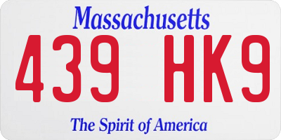 MA license plate 439HK9