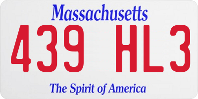 MA license plate 439HL3