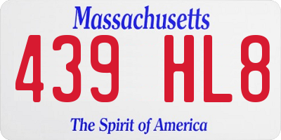MA license plate 439HL8