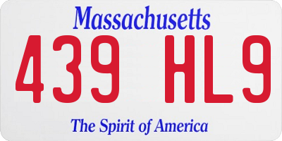 MA license plate 439HL9