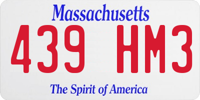 MA license plate 439HM3