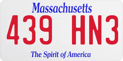 MA license plate 439HN3