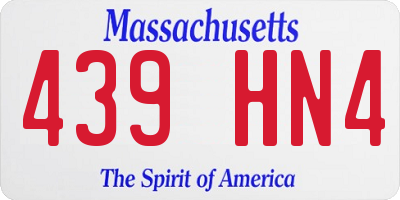 MA license plate 439HN4