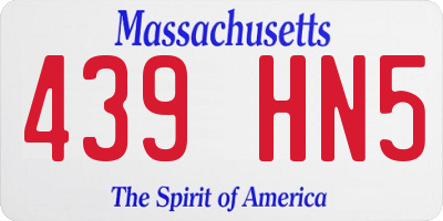 MA license plate 439HN5