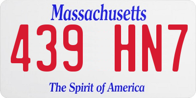 MA license plate 439HN7