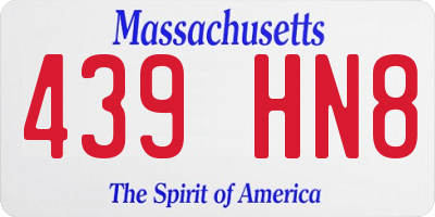 MA license plate 439HN8