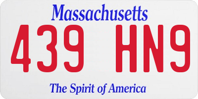 MA license plate 439HN9