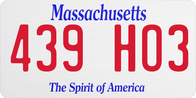 MA license plate 439HO3