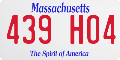 MA license plate 439HO4