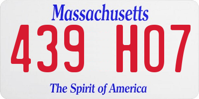 MA license plate 439HO7