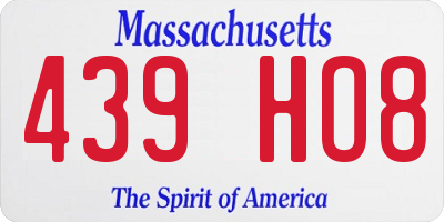 MA license plate 439HO8