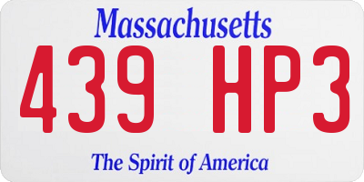 MA license plate 439HP3