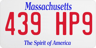 MA license plate 439HP9