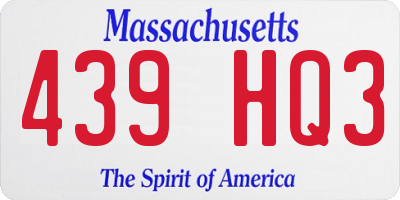 MA license plate 439HQ3