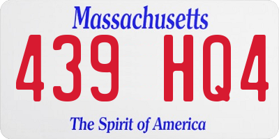MA license plate 439HQ4