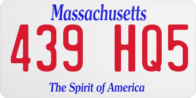 MA license plate 439HQ5