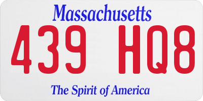 MA license plate 439HQ8