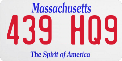 MA license plate 439HQ9