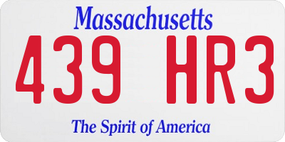 MA license plate 439HR3