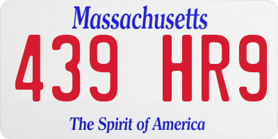 MA license plate 439HR9