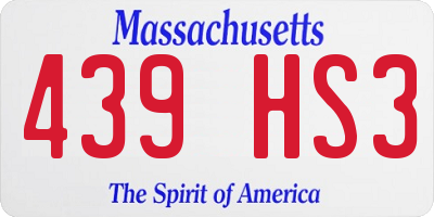MA license plate 439HS3