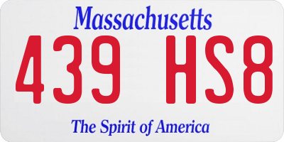 MA license plate 439HS8