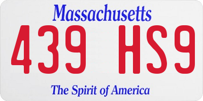 MA license plate 439HS9