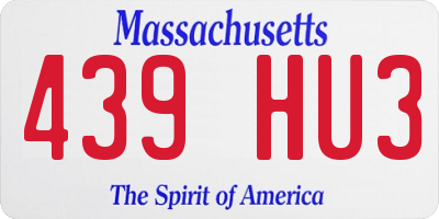 MA license plate 439HU3