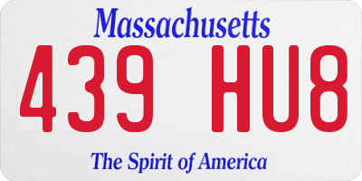 MA license plate 439HU8