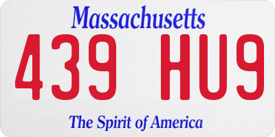 MA license plate 439HU9