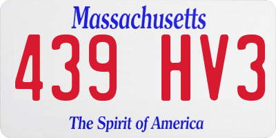 MA license plate 439HV3