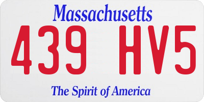 MA license plate 439HV5