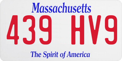 MA license plate 439HV9