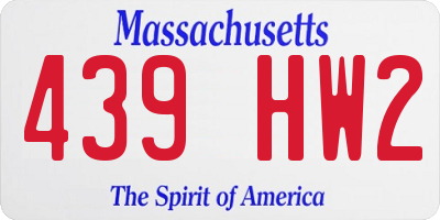 MA license plate 439HW2