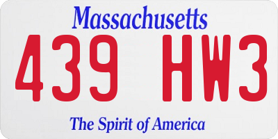 MA license plate 439HW3
