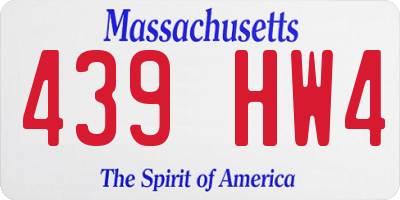 MA license plate 439HW4
