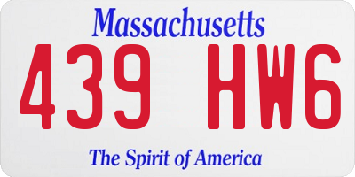 MA license plate 439HW6