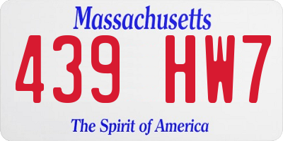 MA license plate 439HW7
