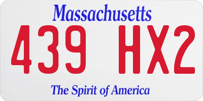 MA license plate 439HX2