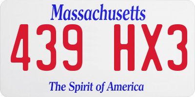 MA license plate 439HX3