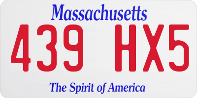 MA license plate 439HX5
