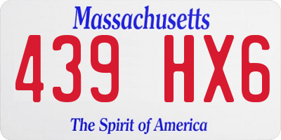 MA license plate 439HX6