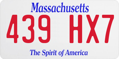 MA license plate 439HX7