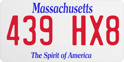 MA license plate 439HX8