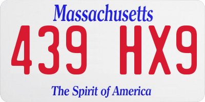 MA license plate 439HX9